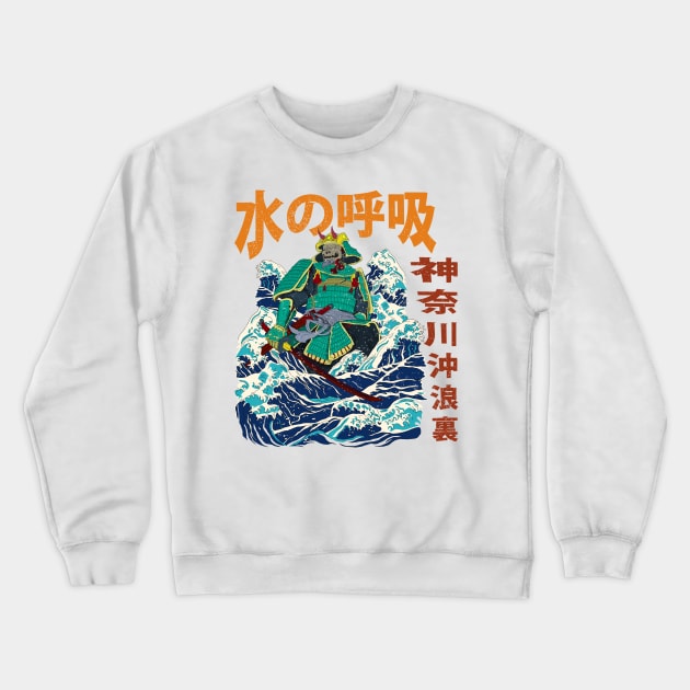 Great Wave Samurai Kanji Crewneck Sweatshirt by Mr Bushido